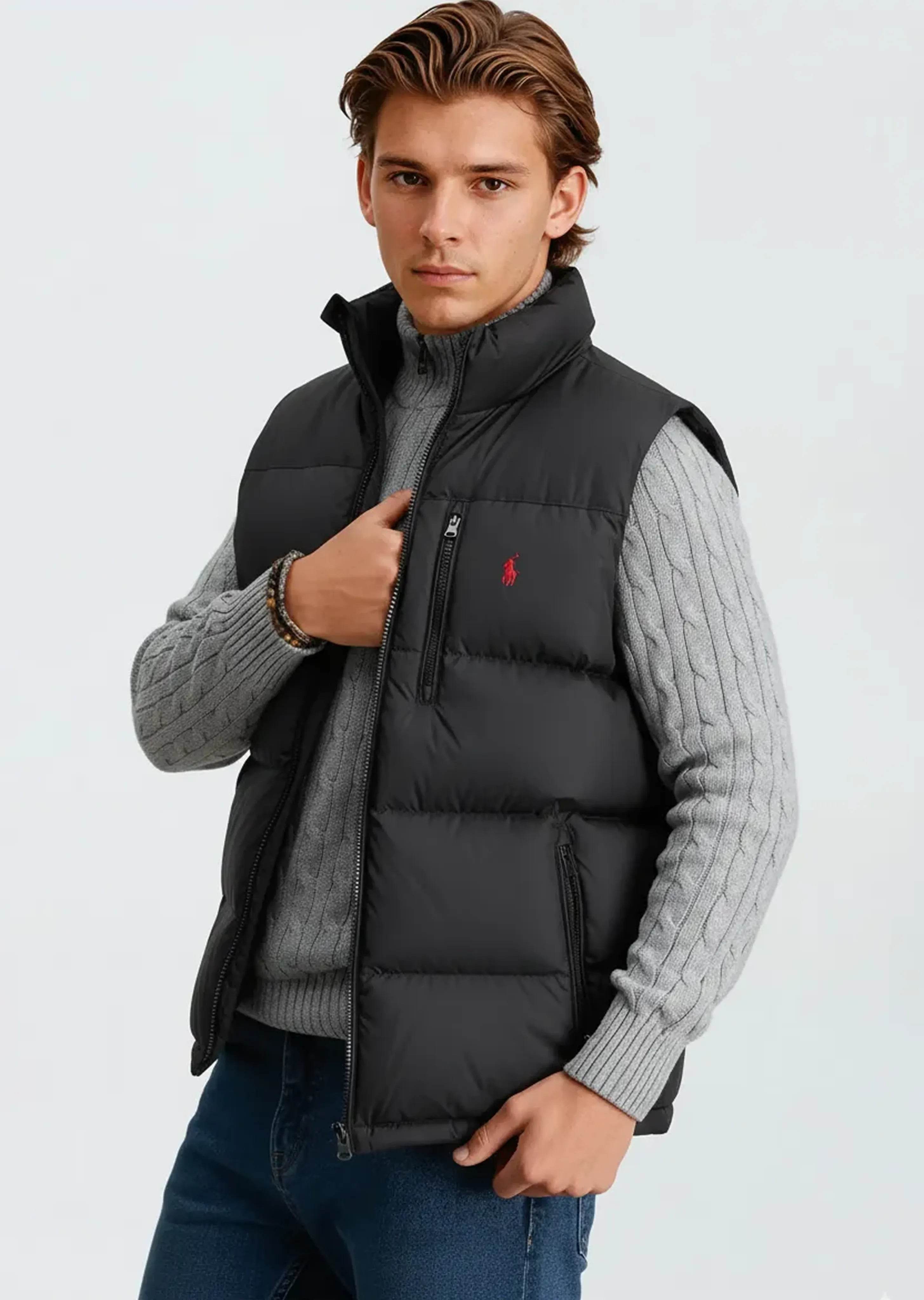 Men's Comfortable Puffer Vest - Olive Green - Sand Watches