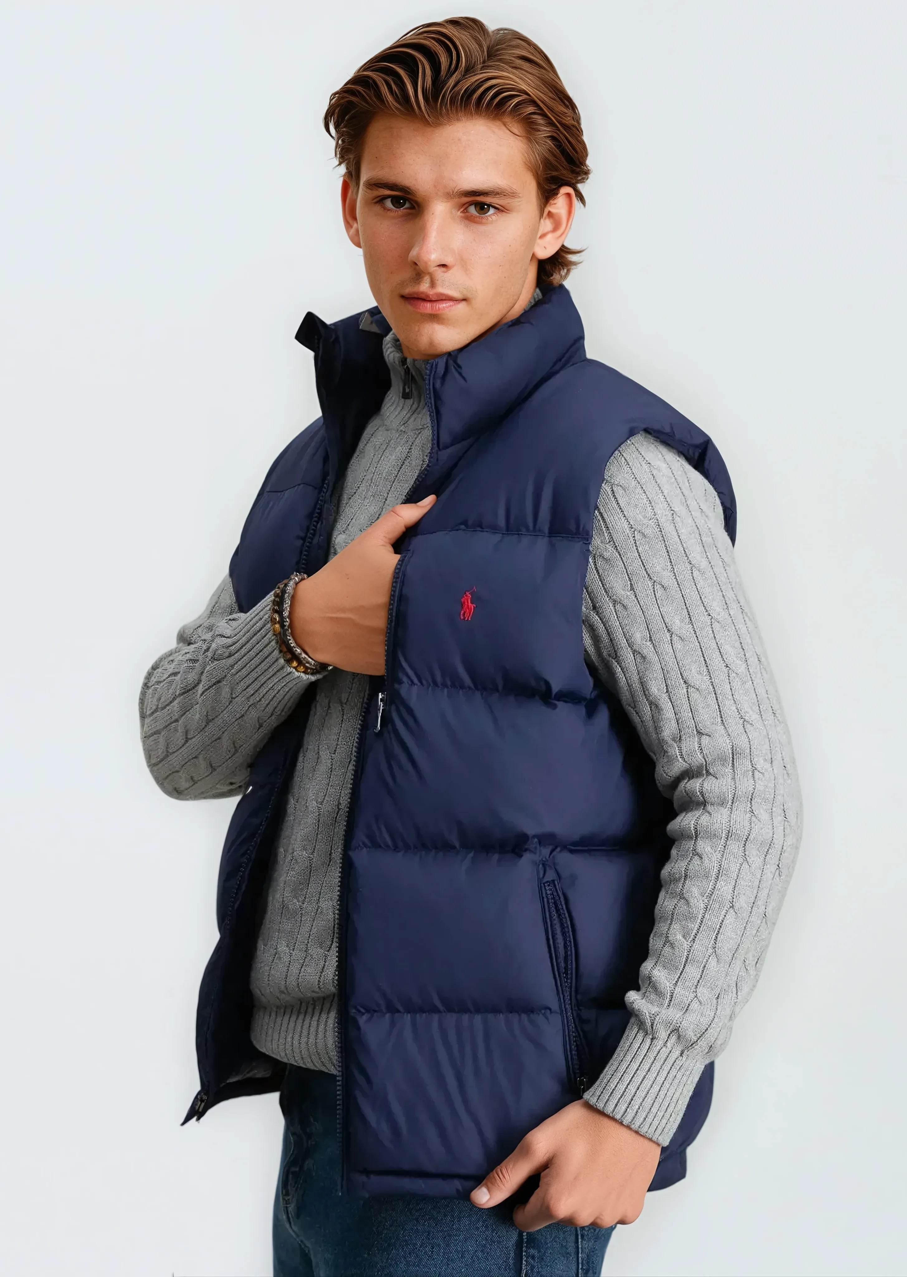 Men's Comfortable Puffer Vest - Olive Green - Sand Watches