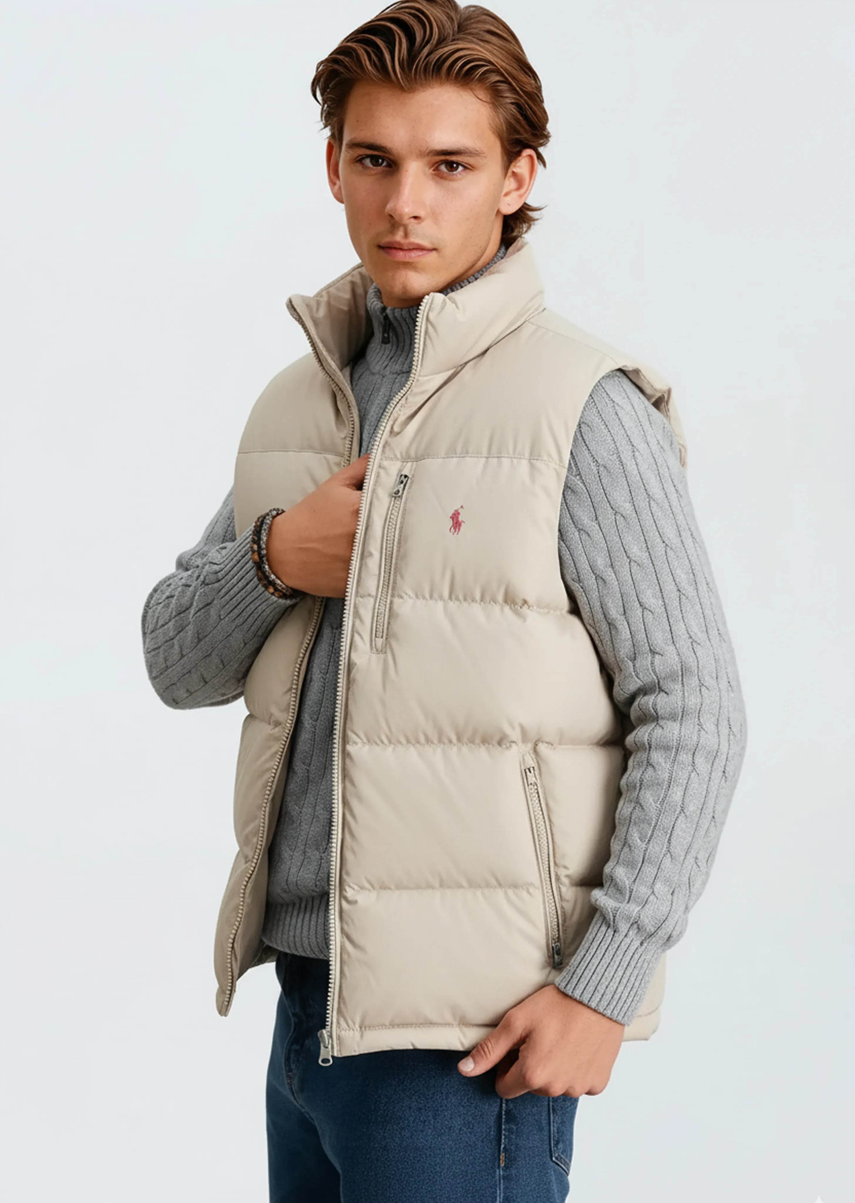 Men's Comfortable Puffer Vest - Olive Green - Sand Watches